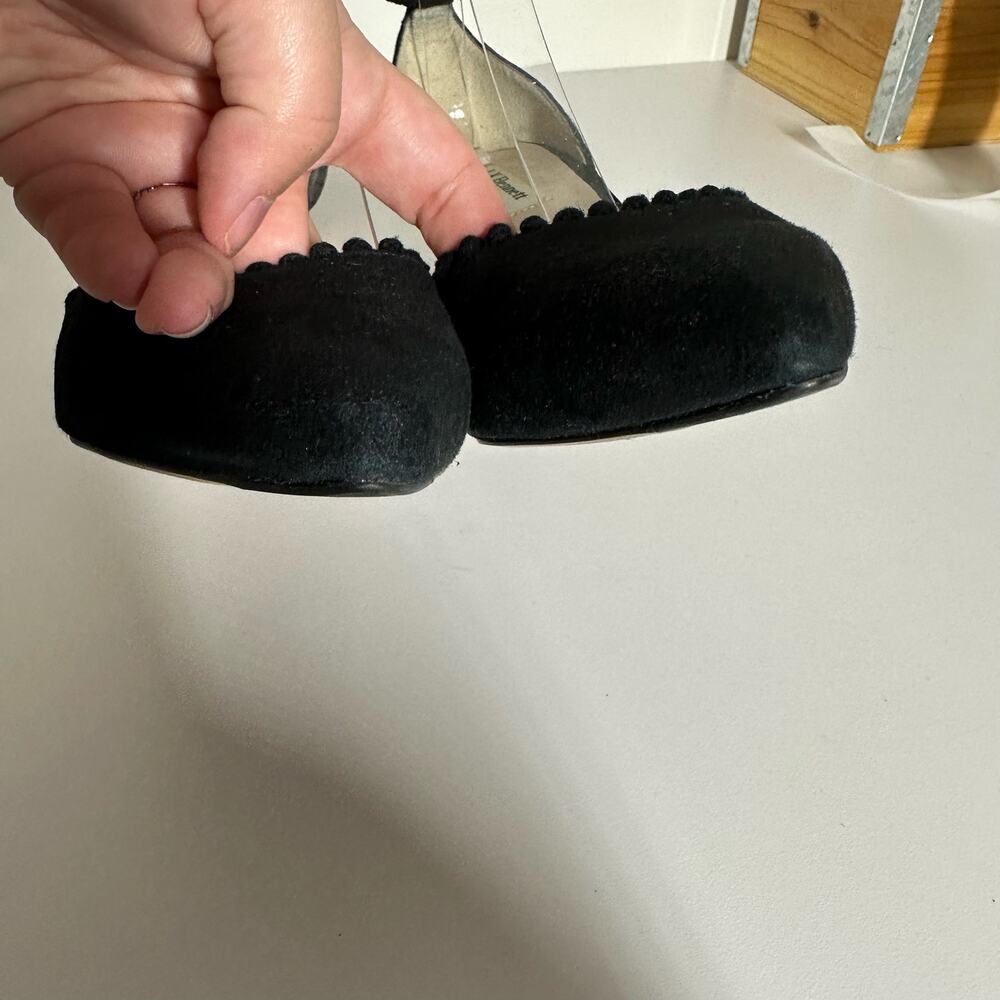 LK Bennett Women's Black Pom Pom Suede D'Orsay Heels Size 40 Size 9 - Picture 7 of 10